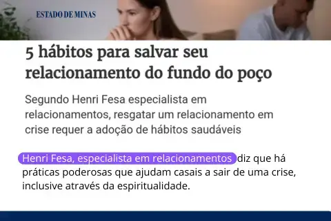 Home Estado de Minas - Salvar seu relacionamento - Henri Fesa