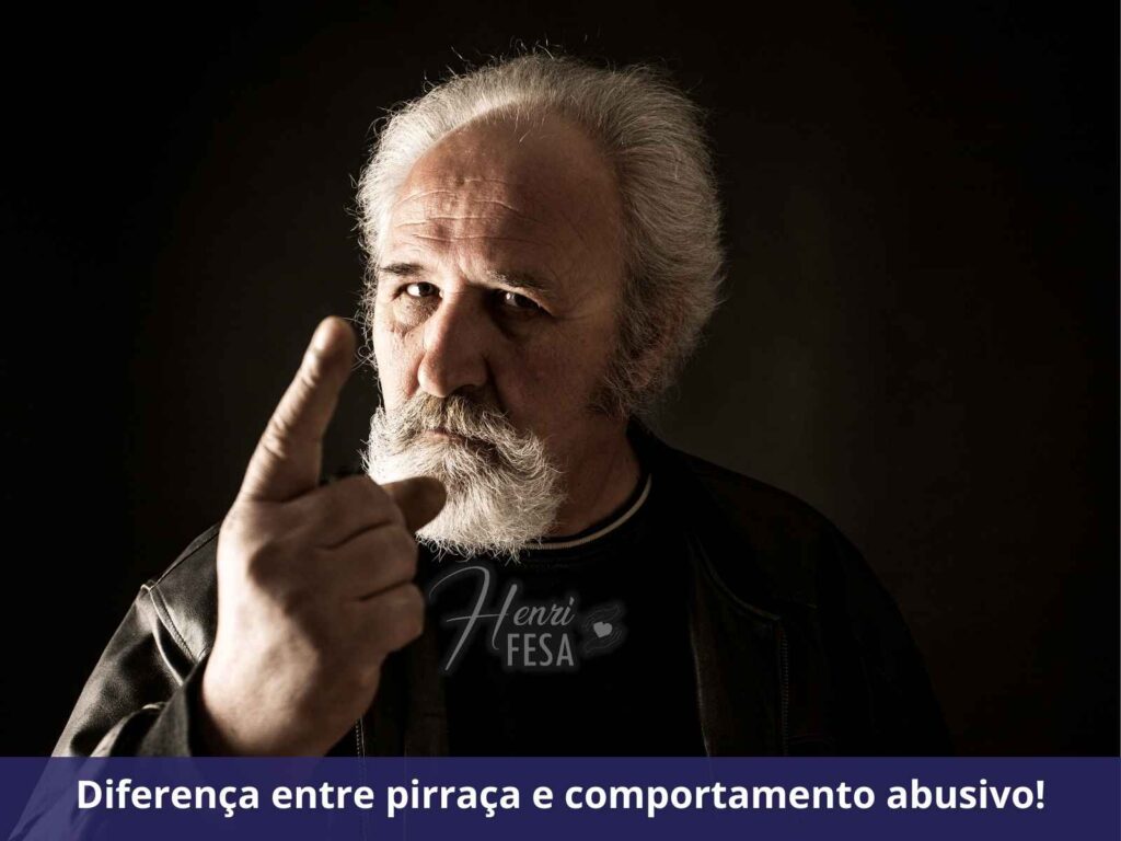 O que é um marido pirracento? Homem de meia-idade apontando o dedo como se estivesse intimidando alguém!